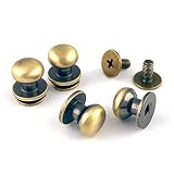 【KAMONレザー】ギボシ アンティークゴールド 4個セット 頭8㎜ ネジ式 留め具 金具 レザークラフト 手芸 パーツ