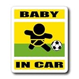 わーるどくらふと BABY IN CAR サッカー ドリブルバージョン ステッカー （きいろ）