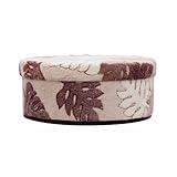 ドウシシャ 収納スツール 「くるり」 ロータイプ 幅37×奥行37×高さ16cm モンステラ柄 ベージュ KSL35-MBE