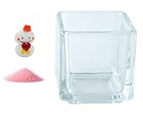 花市場直送便 ミニチュアガラス 雪だるま ハート & カラーサンド パステルピンク & 植え込み用グラス ニューブロックS