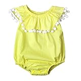 SCFLIFE 新生児ガールズ幼児ロータスリーフ襟ノースリーブフリルロンパーボディスーツ (80)