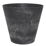 底面給水型植木鉢/プランター アートストーン 【ラウンド型/32cm】 底栓付 ブラック(黒) 〔ガーデニング用品/園芸〕