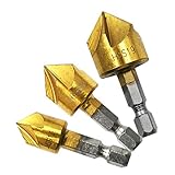 KESOTO ドリルビット　面取り皿棒　ボアセット　13/16 / 19ミリメートル　3本　木工用　ゴールド　実用　部品