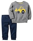カーターズ　ニット＆パンツ　2点セット　カバーオール パンツ スパッツ　女の子　男の子 ベビー服 Carter's (18M(1歳半), ショベルカー) [並行輸入品]