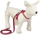 ねこモテ オールドフラワー01 胴輪セットN 赤 [猫用ハーネス・リード]