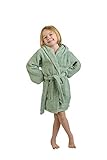 優れたエジプトコレクションフード付きテリーBath Robe for Kids Small/Medium グリーン ROBE KID SAGE S/M