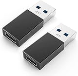 USB 変換アダプタ Type-C (メス) to USB (オス) 小型USB3.1 急速充電 高速データ同期 小型 軽量 高耐久 Type C コネクタコンバータ PC 充電器等対応【2個セット】 (ブラック)