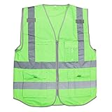 Dovewill 全6種　作業服　安全服　ジッパー反射テープジャケットチョッキ　 Hi-VIS　安全ベスト - XL, 緑