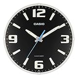 CASIO(カシオ) 掛け時計 壁掛け時計 電波時計 ブラック 黒 アナログ 夜間秒針停止 機能 IQ-1009J-1JF