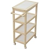 山善(YAMAZEN) キッチンワゴン キャスター付き 天板タイル付き 木製 高さ85cm THW-85(WW)