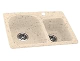 Swanstone KSDB-3322-040 33-Inch by 22-Inch Double Bowl Kitchen Sink, Bermuda Sand Finish by Swanston