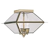 Livex Lighting 2185-01 Westover 3-Light Outdoor/Indoor Ceiling Mount, Antique Brass by Livex Lightin