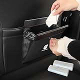 アルファード 専用 車 ゴミ箱 スリム 吊り下げ マグネット式 レザー ALPHARD 新型 アルファード 30系 40系 20系 アクセサリー 内装カスタムパーツ 車用ゴミ箱 小物入れ 収納 消臭 ゴミ袋40枚付き 後部座席用 車用品 (カーボン調 1個)