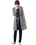 Angeliebe エンジェリーベ マタニティ パジャマ 授乳口付き スムース × ビエラ 起毛 チェック レイヤード風 ナイティ 妊婦服 産前 産後 長袖 前開き L グレー 22110 22110