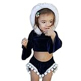 mioim 子供服 赤ちゃん ブルー ベビー服 フード フリンジ 靑い かわいい スーツ 長袖 ポンポン 金丝绒 ショートパンツ 男の子 女の子