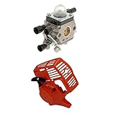 Perfk STIHL FS38 FS45 FS46 FS55 FC55 HL45 KM55に適用　リコイルスターター　キャブレター　レッド