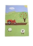 Powellクラフトベビー男の子Farmyard Cribキルト。75 cm X 102 cm.グリーン