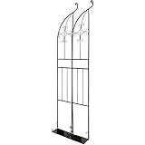 国華園 鉄製花台付R形フェンス・黒 2枚1組 (1枚/幅40×奥行30×高さ204cm) ブラック 鉄製 アイアン ガーデンフェンス
