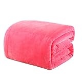 キャンディーカラーフランネルベッド毛布厚シートExtraソフトベッドスプレッドWarm Plush Easy Care軽量ふわふわベッド用毛布 79*91 inch(Queen) レッド LC_HMJ