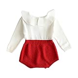 Elfin Parkベビー ロンパース 長袖 女の子 ニット 編む 新生児 ボデｲースーツ コットン 襟付き レッド70