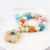 歯固めジュエリー?ママ授乳ネックレス 赤ちゃんのおもちゃ?歯がため 握りやすい 木製 リング チュアブル フラワー 感覚おしゃぶり[BPAフリー][FDA認可済]木育 安全 無味 オレンジ パープル 