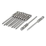 uxcell　プラスドライバービット　メタル　シルバートーン　 　75mm　マグネット