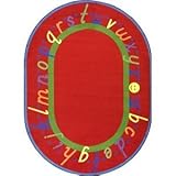Joy Carpets Kid Essentials Early Childhood Oval AlphaScript Rug Red 7'8 x 10'9 [並行輸入品]