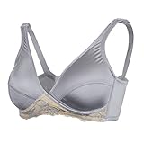 Perfk 全５色４サイズ　マタニティブラ　授乳ブラジャー　胸ケア　おっぱいサポート　矯正下着　妊婦　出産後　ノンワイヤー　延長ホック　 - グレー, L