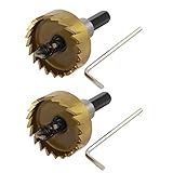 uxcell ホールソー ツイストドリルホールソー 2個入り シルバートーン ブラック ゴールドトーン HSS 38mm 三角シャンク