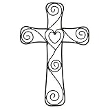 Large Black Metal Heart and Swirls Cross Home Wall Decor 15 x 10 [並行輸入品]