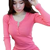CHROME CRANE(クロム クレイン) ヘンリーネック 長袖 Tシャツ ロンT カットソー インナー レディース LC002 (04.ピンク,L)