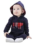 C-Princess 長袖 ロンパース カバーオール ベビー服 赤ちゃん 新生児 男の子 スウェット ボディースーツ ジャンプスーツ フード付 オールインワン ブラック 100