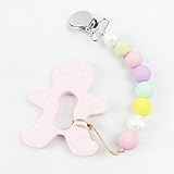 Mamimami Home おしゃぶり シリコーン製ペンダント ジンジャーブレッド・マン / ヒューマノイドビスケット ソフト 赤ちゃんを噛むおもちゃ ママ看護用 1個 ピンク