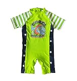 Bonverano ベビー水着　男の子　ワンピース　半袖ラッシュガード　キャップ付き　２点セット　UPF50+　紫外線対策　UVカット