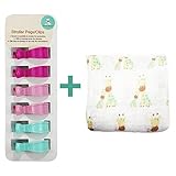 BTN Ultra-Soft 100% Muslin Swaddling Receiving Blanket Giraffe with 6 Stroller Pegs for Girls by Bor