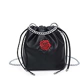Guangqiローズ刺繍バケットバッグメスショルダーメッセンジャーハンドバッグ cm ブラック 6