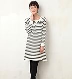 Angeliebe エンジェリーベ マタニティ パジャマ 授乳口 付 裏起毛 ワンピース ＆ 産後 も 使える レギンス セット 妊婦服 長袖 部屋着 授乳服 フリー アイボリー × ブラック