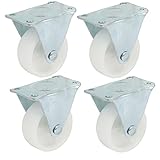 uxcell キャスターホイール　単一ホイール　PP　メタル　シルバートーン　ホワイト　4個入り