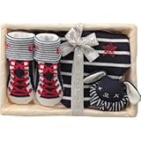 『出産祝 ベビーギフト プレゼント お祝い 内祝などに人気の商品』　　BORN　FREE　おしゃれベビーカゴ入りギフト　ネイビー