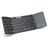 Omikamo キーボード bluetooth 折り畳み式 ipad キーボード 英語配列 3台デイバイス登録 ワイヤレス タッチパッド付き 無線 ブルートゥースWindows/iOS/Android/Mac対応 薄型 コンパクト 小型 軽量 パソコン 持ち運び 日本語説明書付(黒）