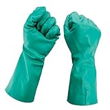 Flameer 高品質　ニトリルゴム　作業手袋　30cm　滑り止め　耐摩耗性　耐油　溶剤　快適　緑