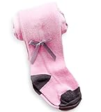 コットンの子供ベビータイツ　ガールズ　赤ちゃん　ストッキング　女の子　レギンス　新生児　パンスト (ピンク12-24ヶ月)