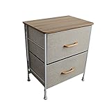 ２段チェスト 組立簡単 【木製取っ手ボックスタイプ】 木目調天板 アジャスター付き 幅45ｘ奥行き30ｘ高さ55ｃｍ アイアン フレーム ホワイト 衣装ケース 引き出し 収納ボックス ケース クローゼ