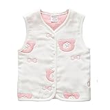 Petit Bella 両面着える 6重ガーゼベスト 新生児 キッズ 子供 スリーパー オールシーズン 年中使える 0-4歳 (90cm, ピンクくま柄)