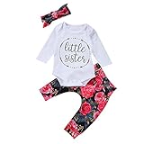 Brightup リトル シスター プリント ベビー ロンパー ズボン セット ロングスリーブ 秋 服