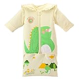 GZQ 赤ちゃん 寝袋 ベビー スリーパー おくるみ パジャマ 綿 防寒 着る布団 袖取り外し可能 冬 (1）イエロー)
