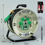 日動工業 100V 一般型ドラム アース・過負荷漏電保護兼用型 20A/15mA感度赤 接地 2P 15A 125V コンセント数:4 長さ20m SVCT3.5×3 NP-EK24F