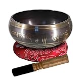 heizi シンギングボウル 大 14.5cm チベット ヨガ ヒーリング 瞑想 浄化 癒し (14cm,革スティック,台座クッション 入門3点セット)