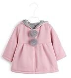 ブルーリフレイン (Bluerefrain) 子供服 ベビー キッズ コート うさぎ耳 フード付き 厚手 防寒 ジャケット ガール 女の子 秋冬 (90, ピンク)