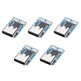 uxcell 5個U S B-C PD 15V DC固定電圧電源トリガーモジュール 0.7x0.4"5A ty pe-C メス入力高速充電トリガーデコイボード ノートブック電源用 ブルー